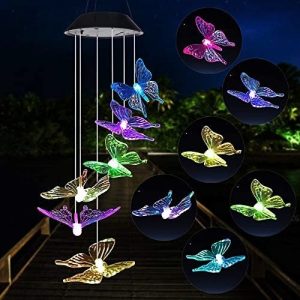 Solar Wind Chime Outdoor Waterproof  Solar Lights Mobile Hanging Patio Butterfly Light