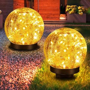 Hot Style 10 cm Solar Ice Hockey Buried Lamp LED Crack Light Waterproof Warm White LED Garden Solar Ball Light