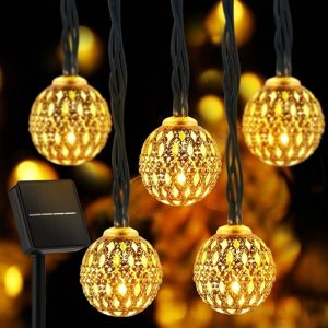 Outdoor Metal Hollow Ball Waterproof Moroccan Ball Solar String Light