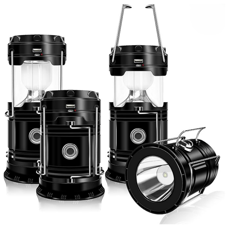 Portable LED Camping Lantern Waterproof USB Rechargeable LED Flashlight Solar Emergency Light