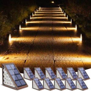 Outdoor Decor RGB Solid Color Changing  Decoration Lights Waterproof  Stair LED Solar Deck Lights