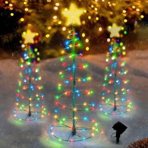 Outdoor Waterproof  Solar Wrought Iron Star Christmas Tree Led Courtyard Garden Festive Decorative Lawn Light